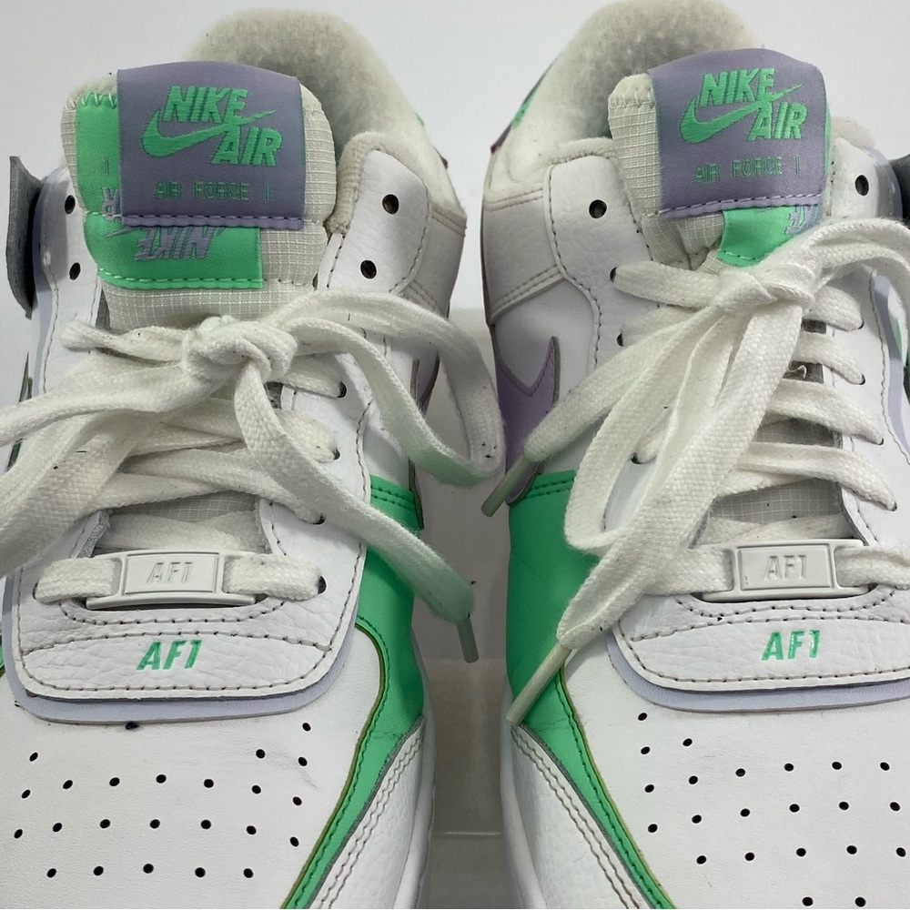 NIKE AIR FORCE 1 #CU8591-103 Shadow White Green Purple Sneakers Women’s 9.5 - Picture 5 of 14